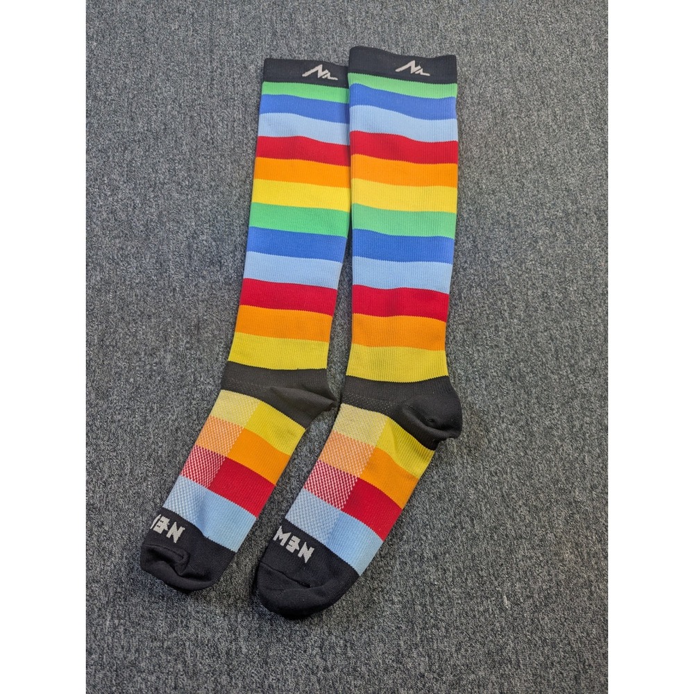 Newzill Rainbow Striped Compression Socks Knee High Athletic‎ Mens Womens L XL